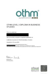 othm level 3 diploma in business studies